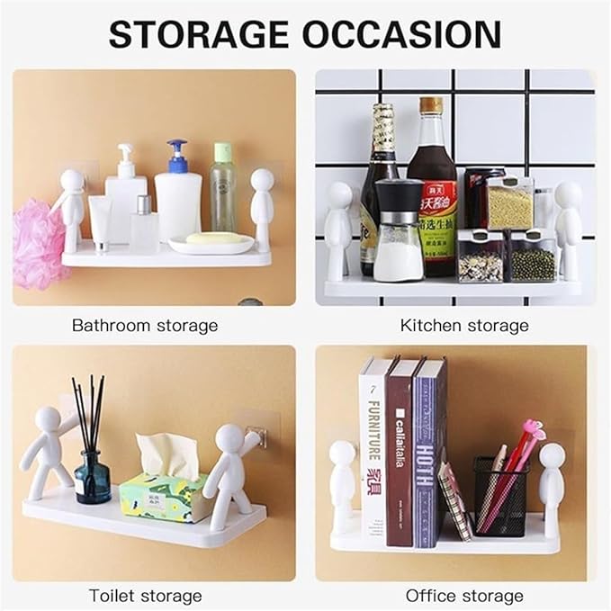 Kitchen Toilet Receive Shelf, Punching-Free Villain Storage Rack, Bathroom Humanoid Shelves Over, Toilet Storage Shelf, Wall Mounted Shelf, Toilet Paper Holder, Kitchen Storage Rack(White*5)