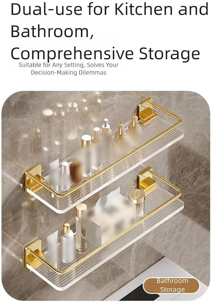 Wall Corner Shelf for Bathroom and Kitchen, 12 x 4 x 1.6 Inch Aluminum Suction Storage Rack with Strong Double Sucker, No Drilling Needed, Compatible with Tile Glass Marble Surfaces(White)