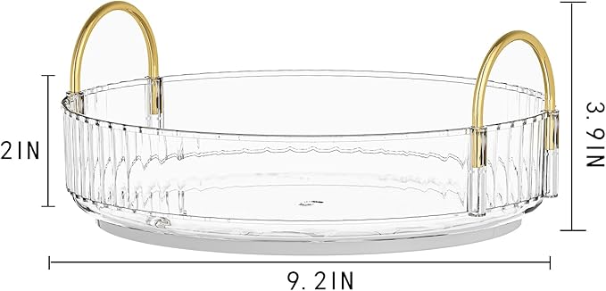 Makeup Organizer, 360?? Rotating Design Bathroom Counter Organizer - Large Capacity Makeup, Skincare & Perfume Organizer (1 Tier-Clear)