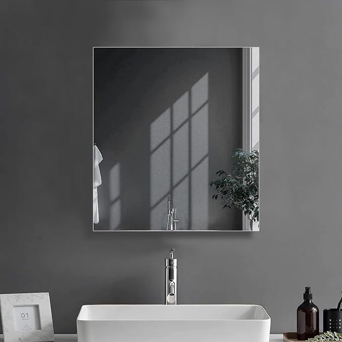 20"x20" Aluminum Medicine Cabinet, Bathroom Cabinet with Mirror,Firm and Durable, Waterproof and Rust-Proof, Recessed or Surface Mount,Assembly Required