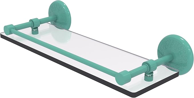 Allied Brass MC-1/16-GAL-SFG Monte Carlo 16 Inch Tempered Glass Shelf with Gallery Rail, Sea Foam Green
