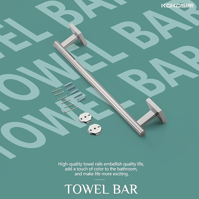 KOKOSIRI Hand Towel Bar 16 Inch Bathroom Towel Holder for Bath Kitchen Toilet Wall Mounted Chrome Stainless Steel B4005CH-L16