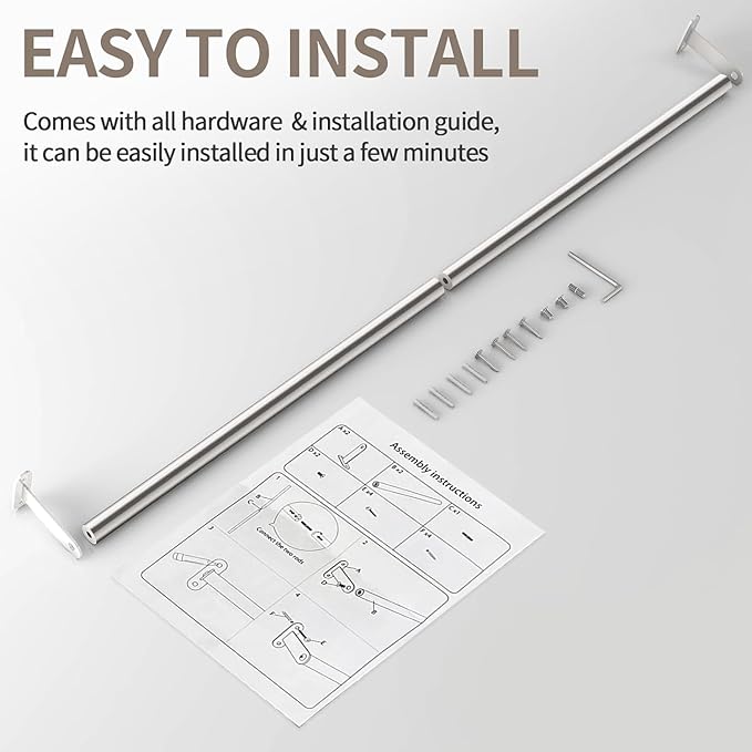 JUYSON 24 Inch Bathroom Towel Bar, Towel Racks for Bathroom Wall Mounted, Stainless Steel Heavy Duty Modern Single Towel Bar Holder Towel Rod Wall Mounted(Single Bar-Brushed Nickel,24 in)