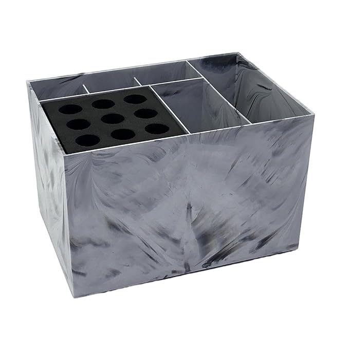 Generic Salon Organizer Hairdressing Tool Storage Box, Detachable Brush Combs, Hair Brush Holder, Grooming Storage Box for Hotel, light marble pattern