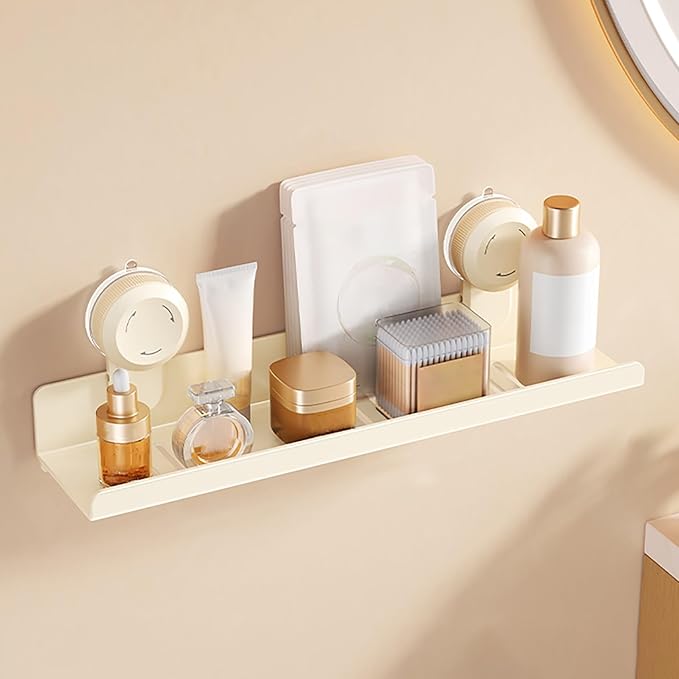 Minimalist Style Bathroom Shelves, Suction Cup Storage Rack with Drainage Design, High Load Capacity(50cm/19.7in)