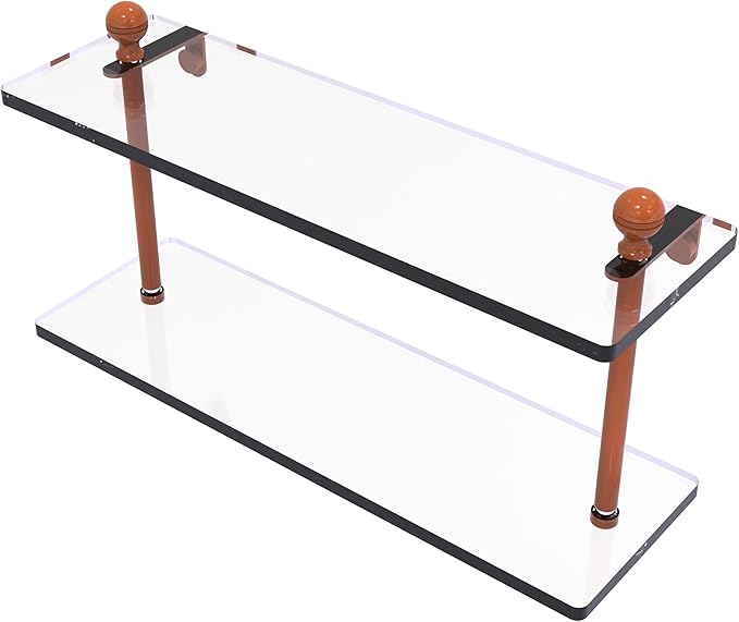 Allied Brass MA-2/16-ASP Mambo Collection 16 Inch Two Tiered Glass Shelf, Autumn Sparkle