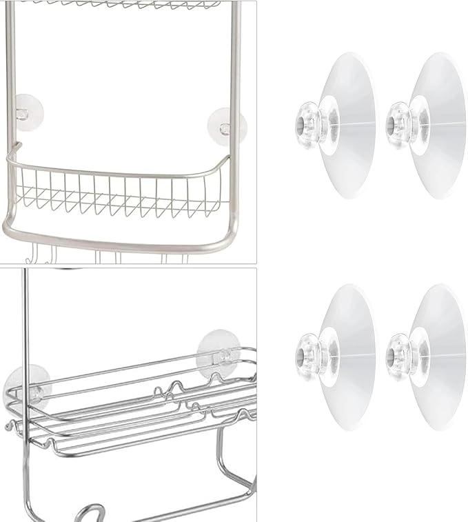 Shower Caddy Connectors Suction Cups for Bathroom, 2 Inch PVC Plastic Heavy Strength Large Clear Sucker Without Hooks, Replacement Suction Cups Compatible with iDesign (6 PCS)
