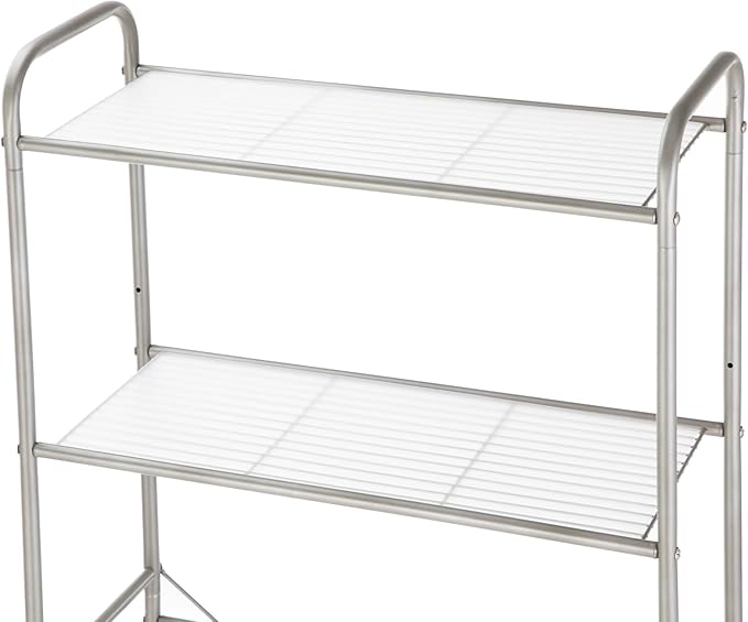 3-Tier Over The Toilet Storage Unit, Satin Nickel Steel Bathroom Organizer with Liners, Space-Saving Toilet Tank Shelf Stand for Bathroom, Kitchen, Laundry Room