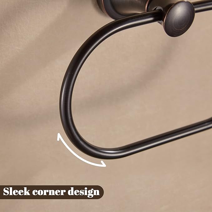 WOLIBEER Bronze Towel Holder, Oil Rubbed Oval Hand Towel Ring Wall Mount Farmhouse Towel Hanger Rustic Towel Rack Stainless Steel Bath Accessories