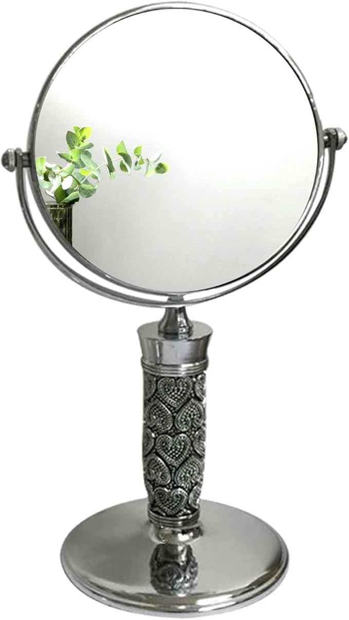 Beaded Heart Mirror, Silver
