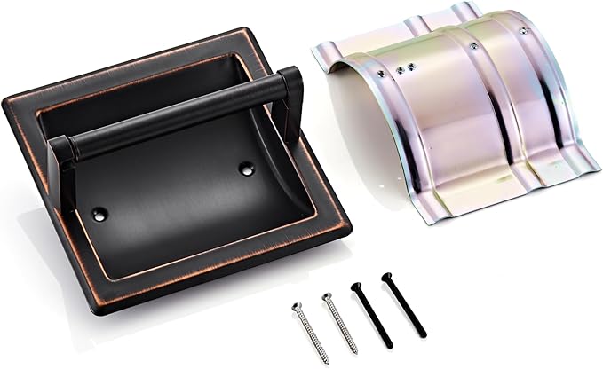 Toilet Paper Holder 2 Pack, Recessed Pivoting Toilet Paper Holder Wall Mount Stainless Steel for Large Rolls in Bathroom (Oil Rubbed Bronze)