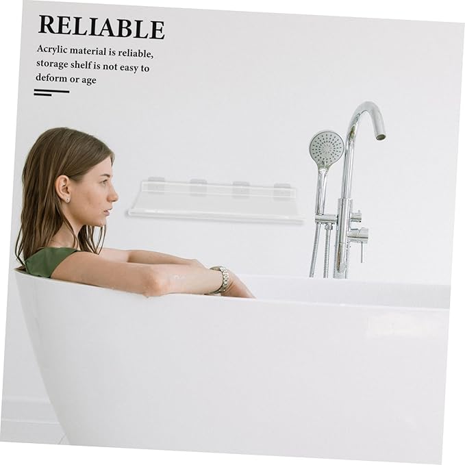 Wall Mounted Acrylic Storage Shelf for Bathroom Clear Floating Shelf for Toiletries Shaped Design Easy Installation for Kitchen Bathroom Storage