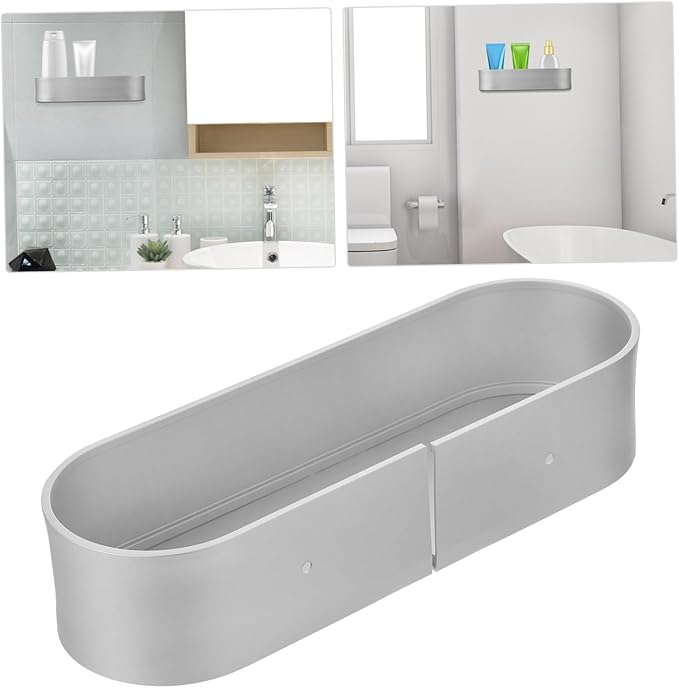 Mobestech 1Pc Wall Mounted Bathroom Storage Rack Punch Shelf for Bathroom Kitchen More Sundries Holder Space Saving Wall Organizer Design