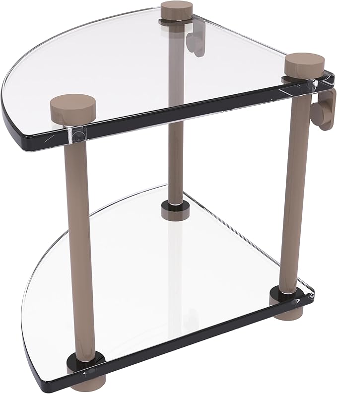 Allied Brass NS-3-SHB Two Tier Corner Glass Shelf, Shaded Beige