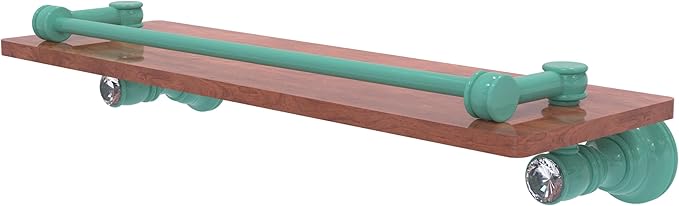 Allied Brass CC-1-16-GAL-IRW-SFG Carolina Crystal Collection 16 Inch Wood Shelf with Gallery Rail, Sea Foam Green