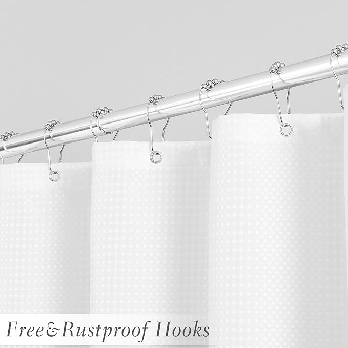 Hokibero Sky Blue Misty Forest Mountain Nature Tree Fabric Shower Curtains for Bathroom Waterproof Heavy Duty Green and White Woohitedland Shower Curtain Bathtubs Hotel, 72 x 78 inch