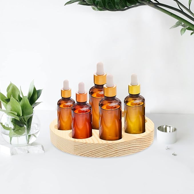 Beaupretty Essential Oil Storage Rack Small Bottle Tray Nail Polish Organizer Wooden Essential Oils Display Holder for Home Salon