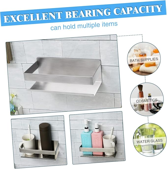 Stable Adhesion Installation Stainless Steel Wall Rack Bathroom Shelves Kitchen Decor Storage Rack
