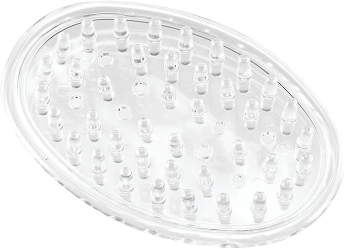 iDesign Plastic Soap Dish, Soap Saver, and Kitchen Sponge Holder - Set of 3, 0.75” x 3.25” x 4.75”, Clear