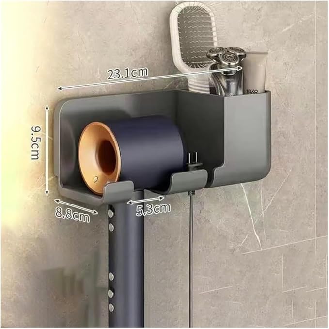 Bathroom Shelves 2-in-1 Hairdryer Holder Wall Mount with Shelf Organizer for Bathroom Storage Bathroom Organizers and Storage