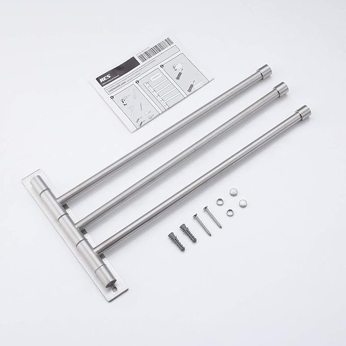 KES Bathroom Towel Bar 13.8 Inch Swing Arm Wall Mount Swing Out 3-Arm Towel Holder SUS304 Stainless Steel Brushed Finish, A2102S3-2