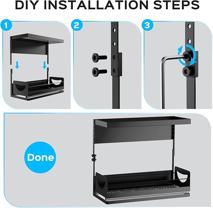 Heavy-Duty Magnetic Shelf With Pull-Out Drawers for Washing Machines, Dryers and Fridge; Height-adjustable Magnetic Shelf, Ideal for Storage in Laundry Rooms, Kitchens, and Living Rooms (Black)
