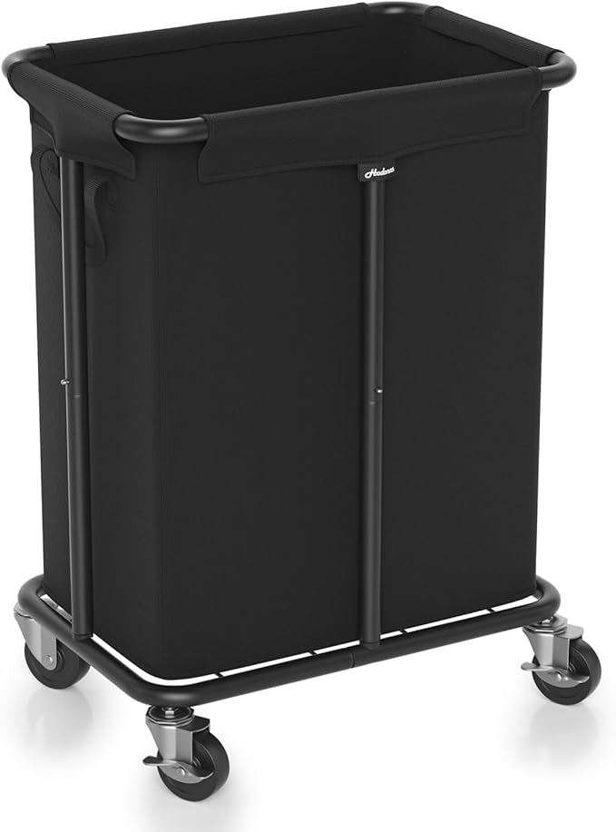 Hodonas Laundry Basket with Wheels, Rolling Laundry Hamper, 46 Gallons (170L), Removable and Machine Washable Liner, Steel Frame, Large Laundry Cart for Laundry Room, Bedroom, Bathroom, Dorm - Black