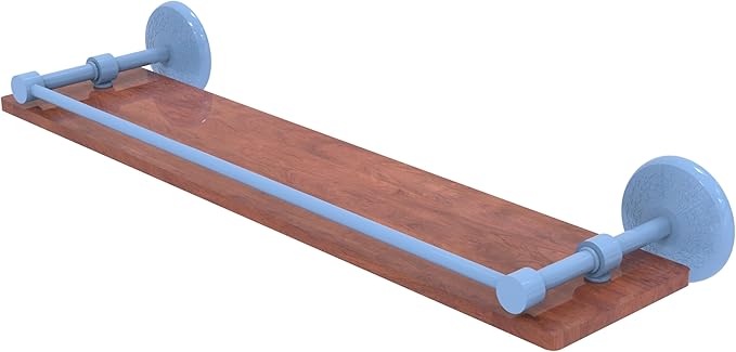Allied Brass MC-1-22-GAL-IRW-FTB Monte Carlo Collection 22 Inch Solid IPE Ironwood Shelf with Gallery Rail, Flat Troll Blue