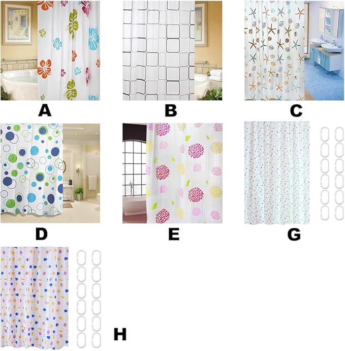 Pilarmuture Waterproof Fabric Shower Curtain for Bathroom Home Decor Quick Dry and Lightweight Easy Install Extra Long Shower Curtain Print(Color:7 Styles for Choosing)