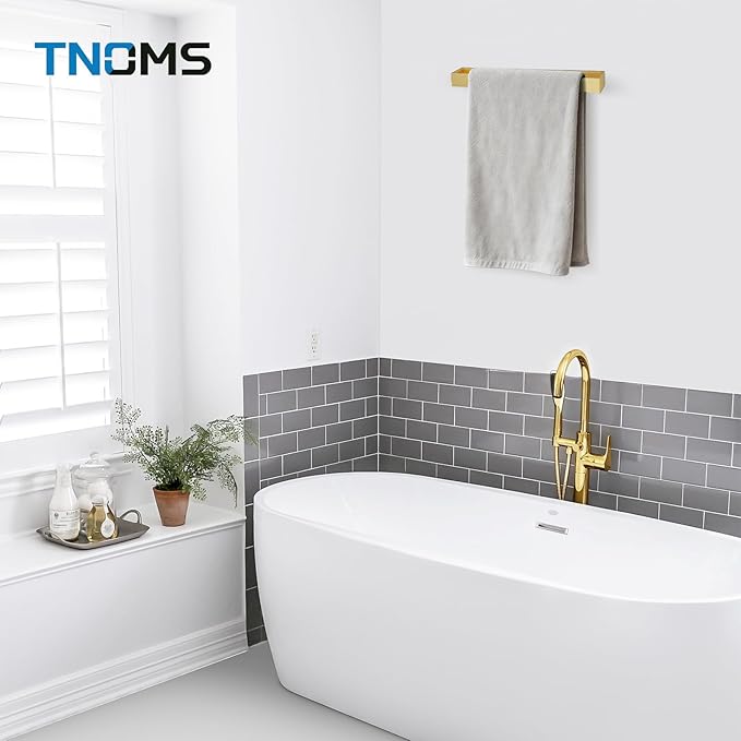 TNOMS Single Towel Bar Towel Holder Bathroom Hardware Accessories,Stainless Steel Wall-Mounted Towel Rack Towel Rail,12 Inches Brushed Gold
