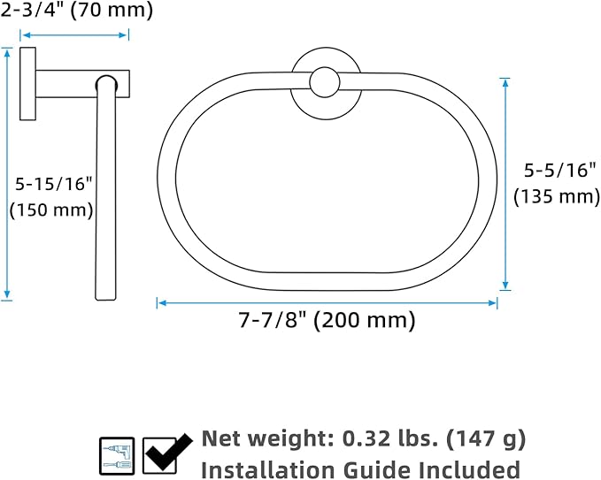Bath Towel Ring Brushed Gold, APLusee 304 Stainless Steel Swivel Hand Towel Holder Dry Rack Near The Sink, Modern Bathroom Accessories