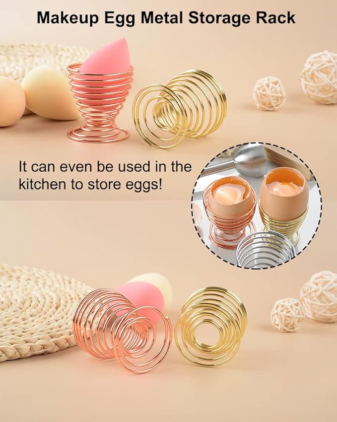 AKOAK 1 Pack Gold/Rose Gold Round Puff Storage Rack, Makeup Egg Drying Rack, Makeup Gourd Puff Sponge Display Rack Beauty Tools (Gold)