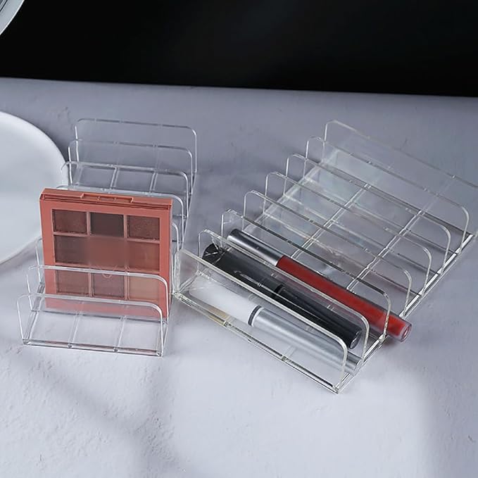 2 Pcs 7 Slots Cosmetic Palette Organizers Waterproof Eyeshadow Organizers Eye Shadow Palette Holders Eyeshadow Palette Storage Cases Plastic Makeup Holder Organizers