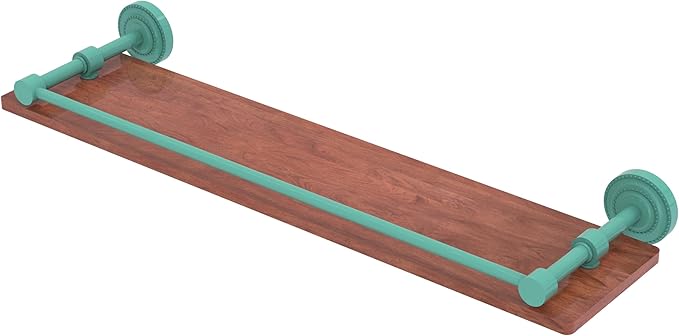 Allied Brass DT-1-22-GAL-IRW-SFG Dottingham Collection 22 Inch Solid IPE Ironwood Shelf with Gallery Rail, Sea Foam Green