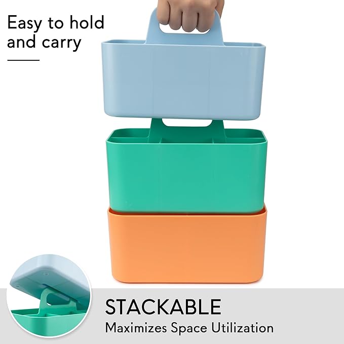 Tiawudi 2 Pack Caddy Organizer with Handle, Portable Plastic Caddy, Storage Organization for Cleaning, Bath, Makeup, Art, Craft, Stationery, Classroom and Office, Tote Organizer