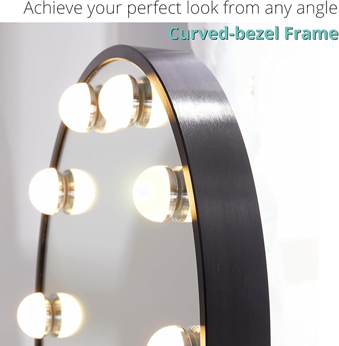 LUXFURNI Large Hollywood Vanity Mirror with Lights, Lighted Makeup Mirror with 12 Dimmable Bulbs Smart Touch Control 3 Color Lighting Modes(24.5" x 15.8" Black)