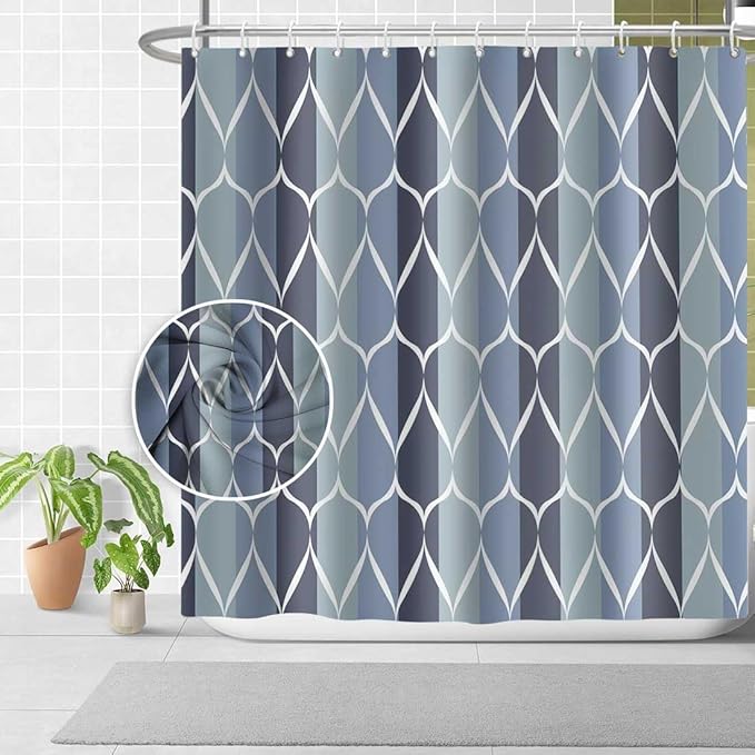 Blue Shower Curtain RV Shower Curtain Modern Bathroom Shower Curtains Waterproof Fabric Machine Washable Shower Curtain Set 47 x 64 Inches