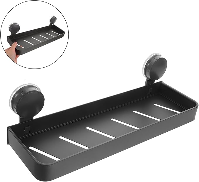 MAGICLULU Bathroom Shelf Wall Organizer Suction Cup Storage Rack for Toiletries Makeup No Drill Installation Stylish Design for Smooth Surfaces Efficient Bathroom Organization