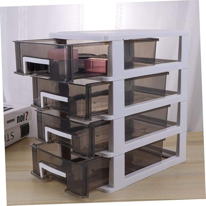Outanaya Four-layer Plastic Drawer Storage Cabinet Transparent Multifunctional Organizer for Office Bathroom and Home Use Neat and Orderly Desktop Sundries Holder