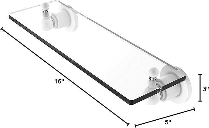 Allied Brass AP-1/16 Astor Place 16 inch Vanity Beveled Edges Glass Shelf, Matte White