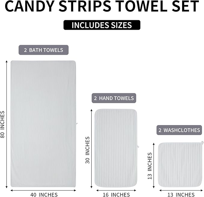 Extra Large Bath Towel Set of 6 (40"x80"),Oversized Bath Sheet Super Soft Highly Absorbent Microfibers Quick Dry Luxury Shower Towel for Bathroom Spa Gym Hotel Yoga(White, 6Piece)