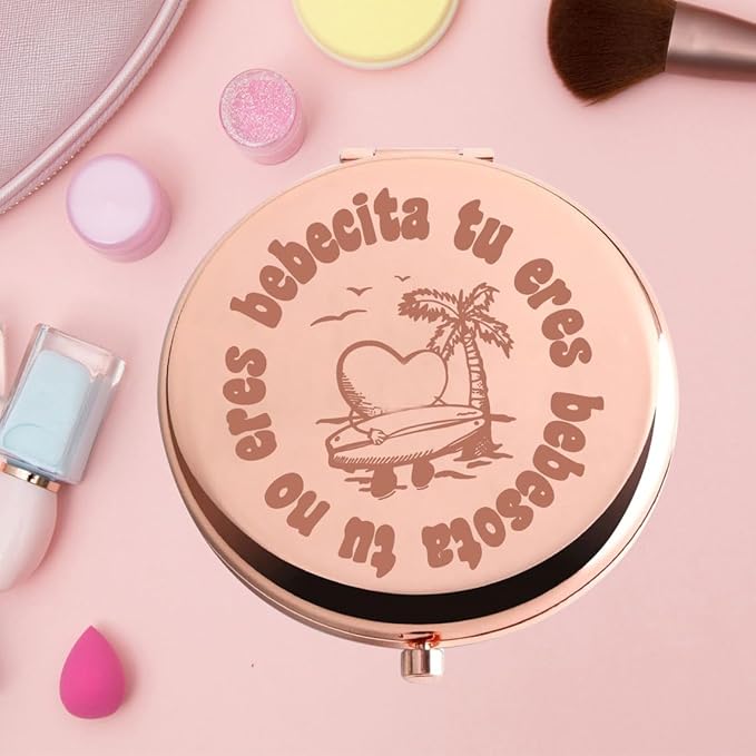 KEYCHIN Tu No Eres Bebecita Eres Bebesota Pocket Mirror Latin Music Fans Gifts Latin Song Lyric Compact Makeup Mirror (Tu No Eres-RG)