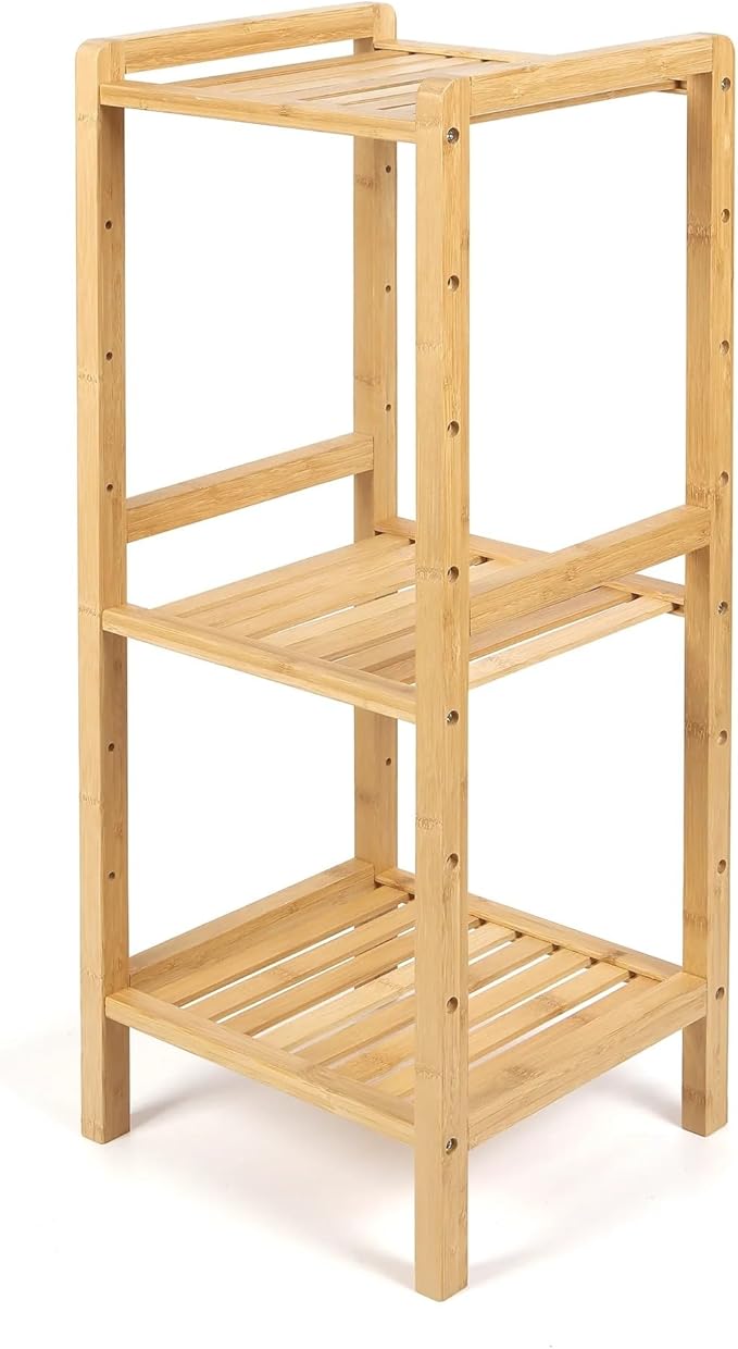 30-inch Three Tier Free-Standing Bathroom Shelf, Bamboo, Adult