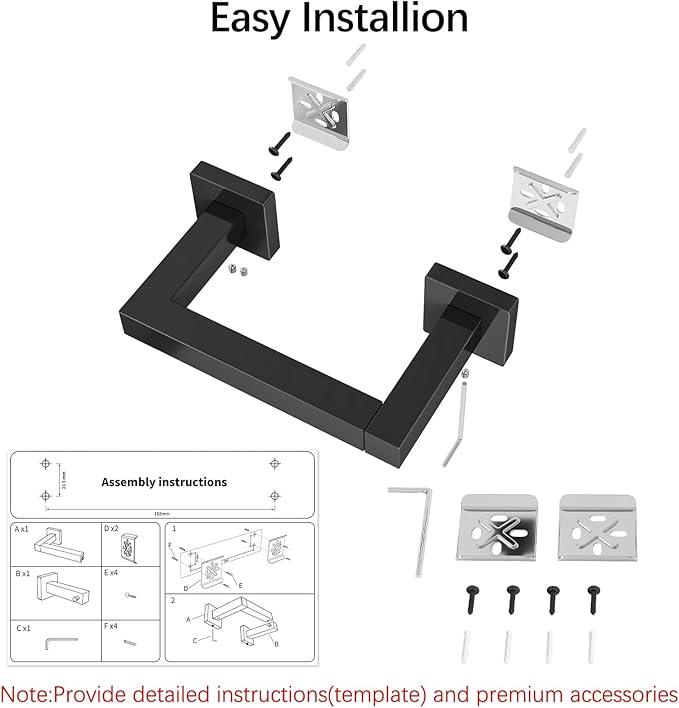 FEILERN Toilet Paper Holder, Wall Mounted Post Pivoting Square Tissue Holders Roll Holder Hangers for Bathroom, Commercial Toilet Paper Dispenser, Matte Black
