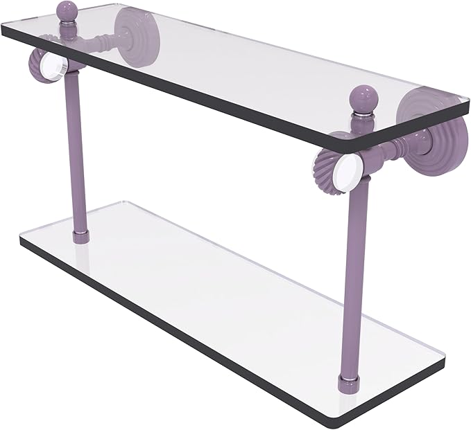 Allied Brass PG-2T-16-LVN Pacific Grove Collection 16 Inch Two Tiered Glass Shelf with Twisted Accents, Lavender