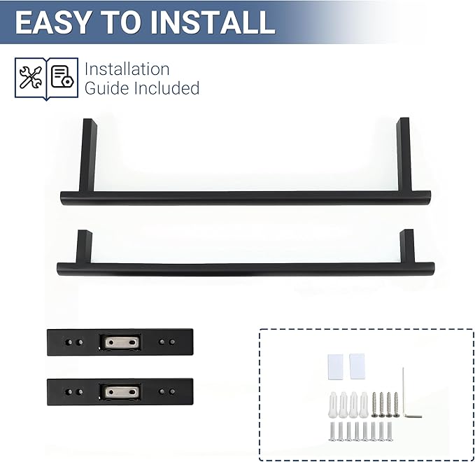 SAYAYO Towel Rack for Bathroom, 16 Inch Matte Black Double Towel Bar Towel Holder Wall Mount, SUS304 Stainless Steel