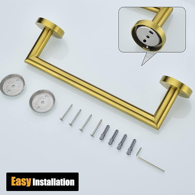 12 Inches Hand Towel Bar Bathroom Towel Holder SUS304 Stainless Steel Bath Towel Rack Dish Cloths Hanger Wall Mount Brushed Gold,96018-2-12BG.
