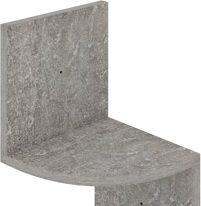 Wall Corner Shelf 5 Tier Floating Display Storage Rack, Modern Engineered Wood Concrete Grey Space Saving Organizer for Living Room Bedroom Office