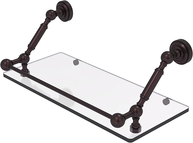 Allied Brass DT-1-18-GAL-ABZ Dottingham 18 Inch Floating Glass Shelf with Gallery Rail, Antique Bronze