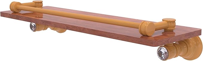 Allied Brass CC-1-16-GAL-IRW-GLY Carolina Crystal Collection 16 Inch Wood Shelf with Gallery Rail, Golden Yellow